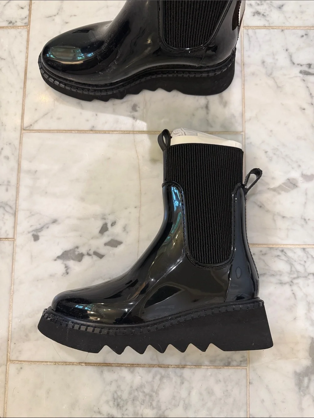 Dolce Vita Black Patent Chelsea Rain Boots